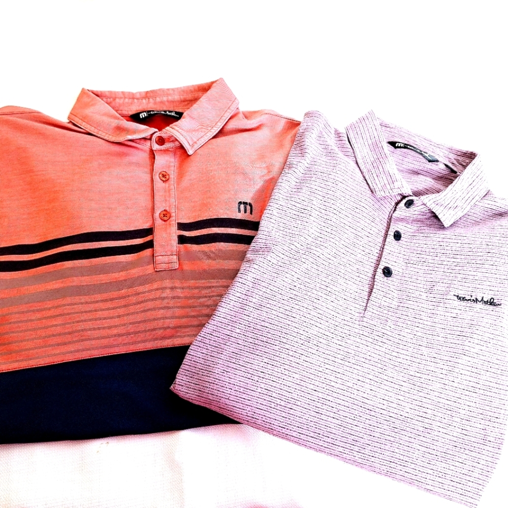 Travis Mathew" The Heater Pro" Two golf  shirts button-down bundle size large.